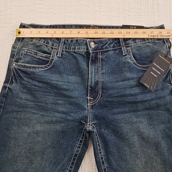 Indigo Skins Bootcut Jeans Men's 36x30 Contrast Stitch Flap Pkt Embroidery NWT - Picture 12 of 16